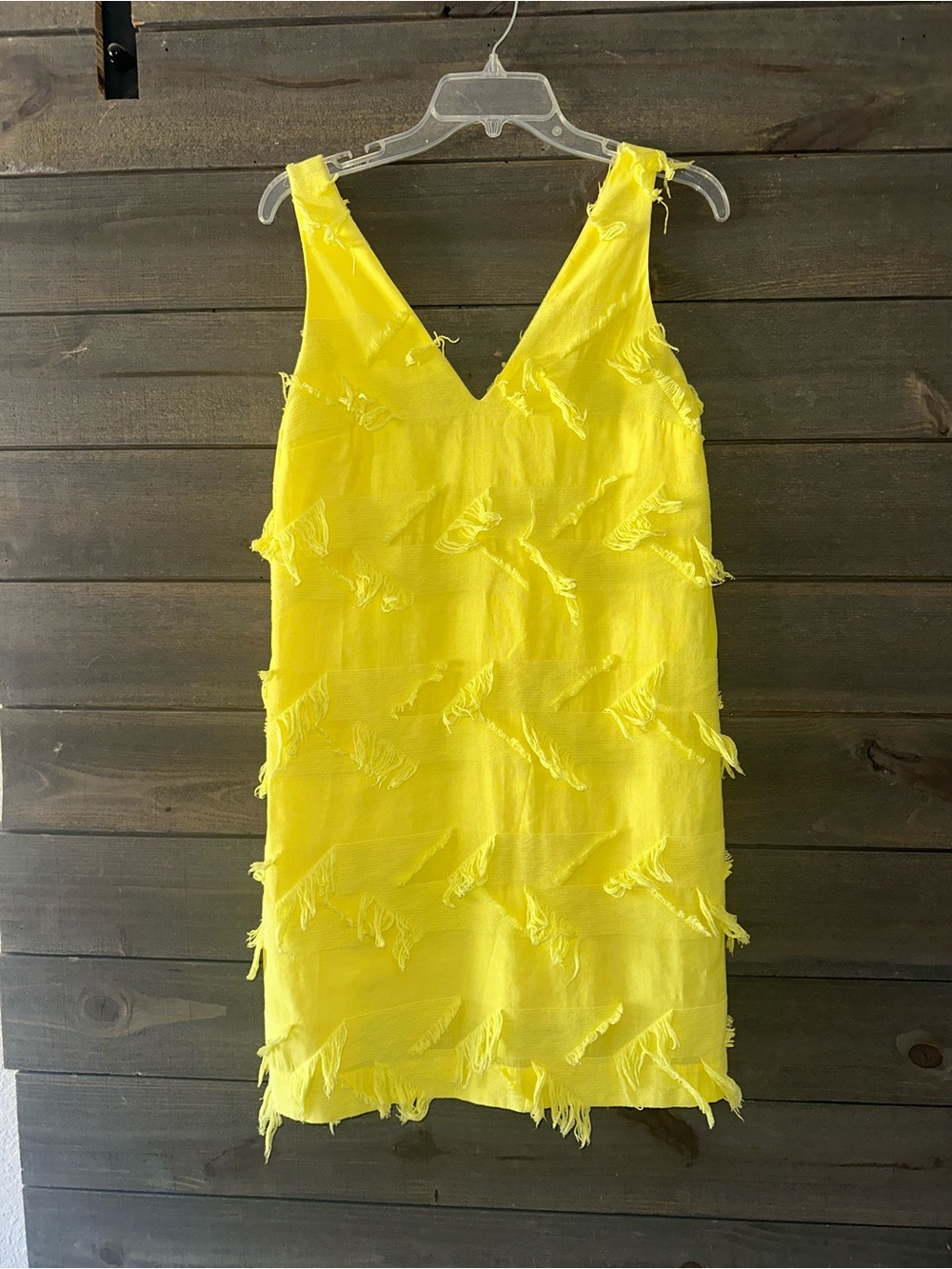 MAEVE Women's V-Neck Fringe Shift Dress - Yellow